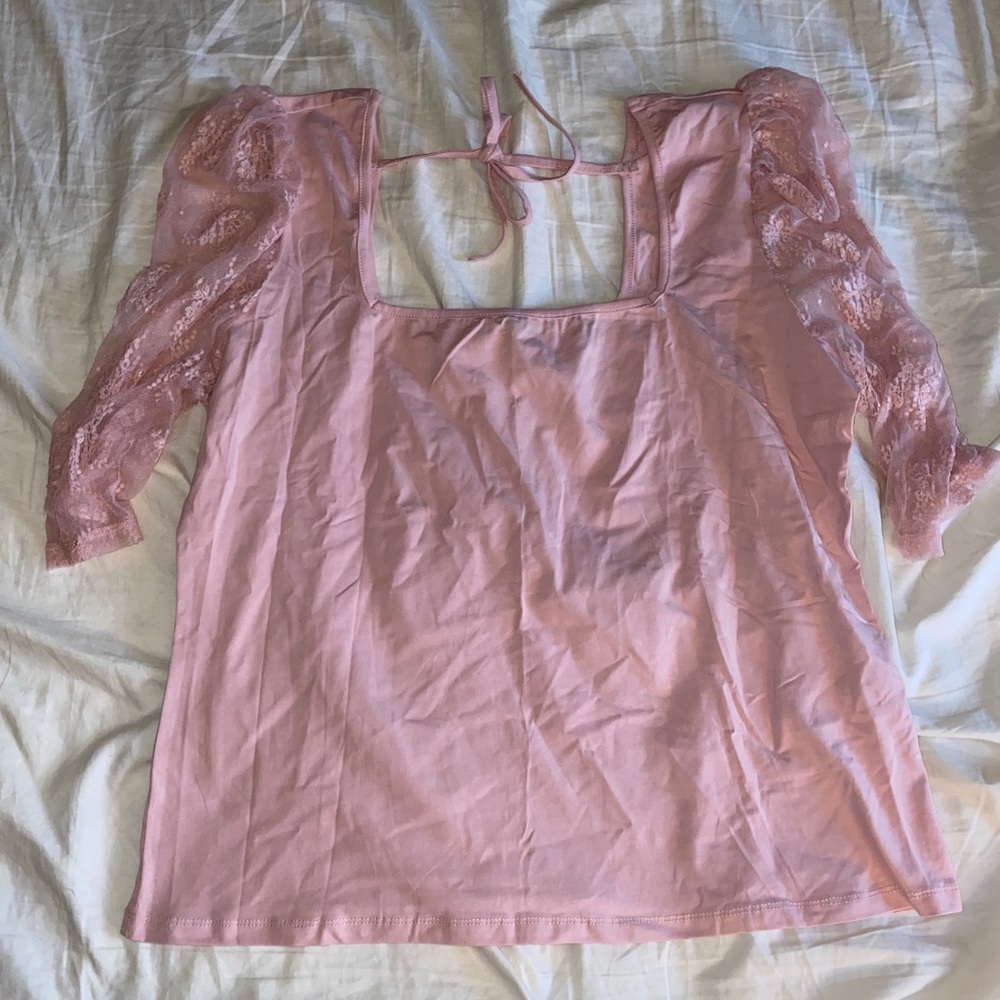 Dusty pink square neck shein top